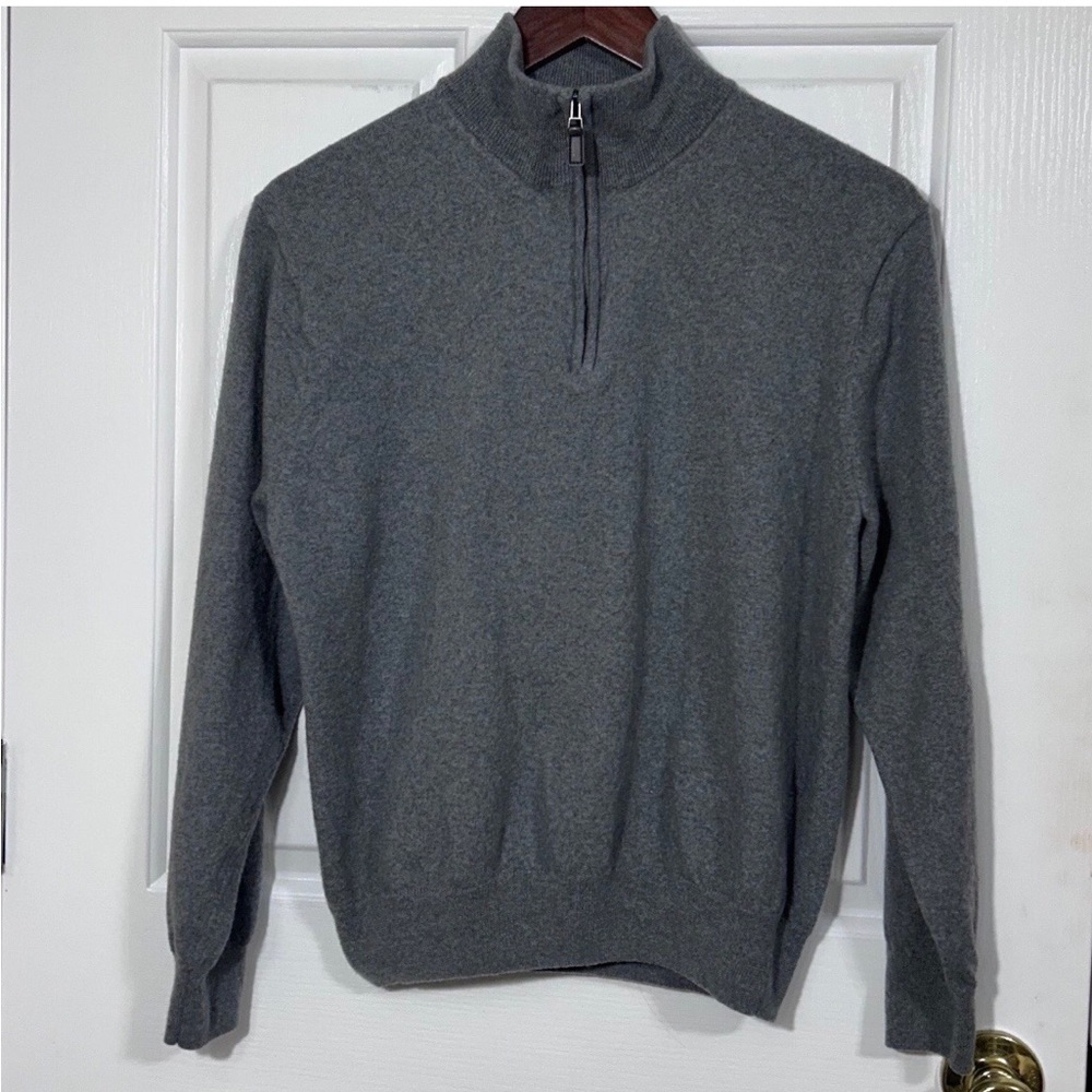 Jos. A. Bank Signature Collection Gray 100% Italian Merino Wool 1/4 Zip Size L